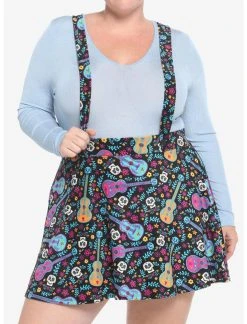 HUNIVERS Disney Pixar Coco Sugar Skull & Guitar Velvet Suspender Skirt Plus Size