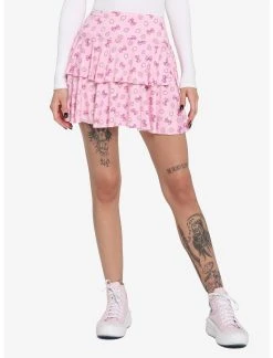HUNIVERS Stawberries & Bows Tiered Skirt